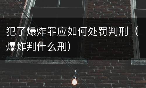 犯了爆炸罪应如何处罚判刑（爆炸判什么刑）