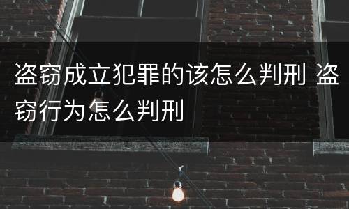 盗窃成立犯罪的该怎么判刑 盗窃行为怎么判刑