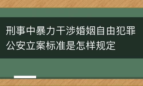 刑事中暴力干涉婚姻自由犯罪公安立案标准是怎样规定