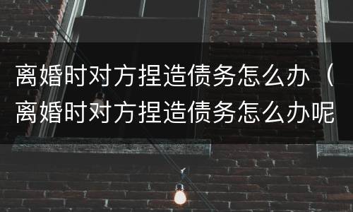 离婚时对方捏造债务怎么办（离婚时对方捏造债务怎么办呢）