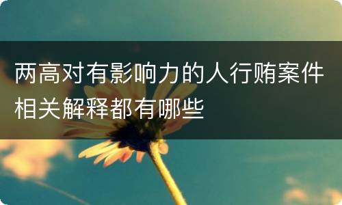两高对有影响力的人行贿案件相关解释都有哪些