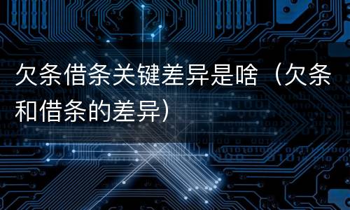 欠条借条关键差异是啥（欠条和借条的差异）