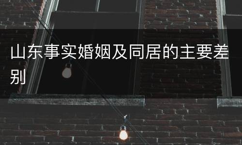 山东事实婚姻及同居的主要差别