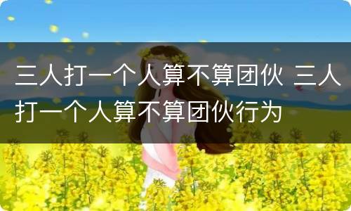 三人打一个人算不算团伙 三人打一个人算不算团伙行为