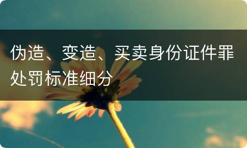 伪造、变造、买卖身份证件罪处罚标准细分