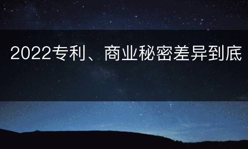 2022专利、商业秘密差异到底