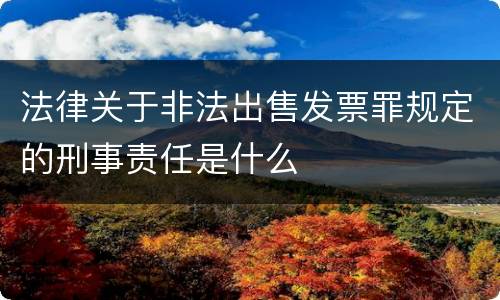 法律关于非法出售发票罪规定的刑事责任是什么