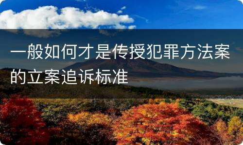 一般如何才是传授犯罪方法案的立案追诉标准