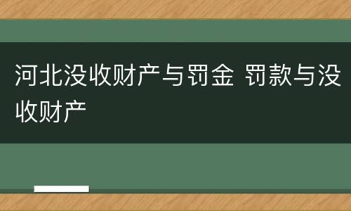 河北没收财产与罚金 罚款与没收财产