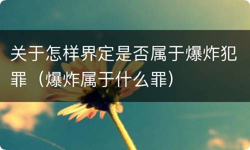 关于怎样界定是否属于爆炸犯罪（爆炸属于什么罪）