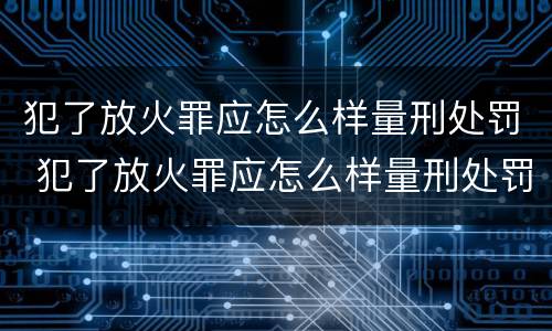 犯了放火罪应怎么样量刑处罚 犯了放火罪应怎么样量刑处罚案例
