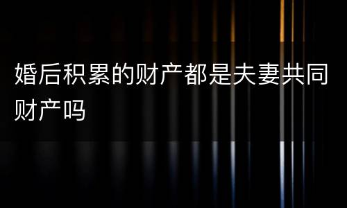 婚后积累的财产都是夫妻共同财产吗