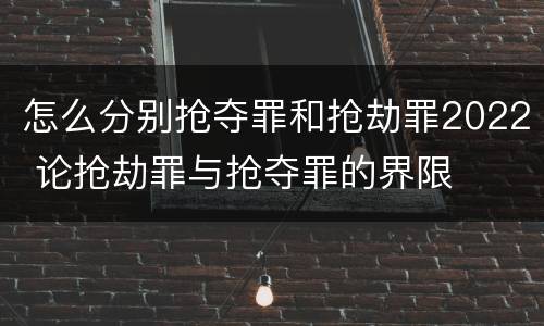 怎么分别抢夺罪和抢劫罪2022 论抢劫罪与抢夺罪的界限