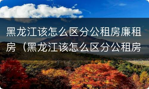 黑龙江该怎么区分公租房廉租房（黑龙江该怎么区分公租房廉租房呢）