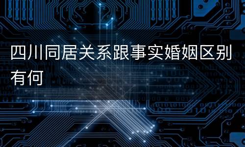 四川同居关系跟事实婚姻区别有何