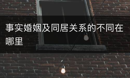 事实婚姻及同居关系的不同在哪里