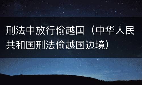 刑法中放行偷越国（中华人民共和国刑法偷越国边境）