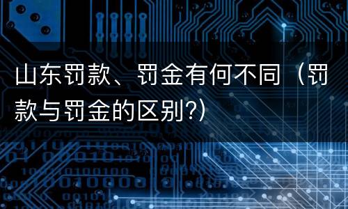 山东罚款、罚金有何不同（罚款与罚金的区别?）