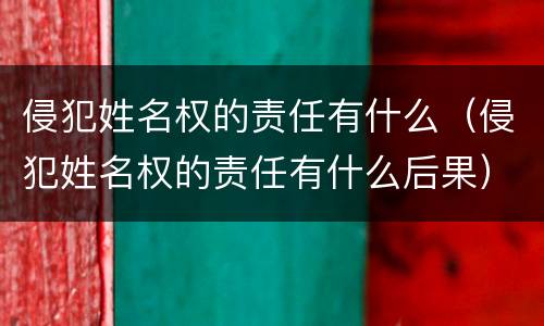 侵犯姓名权的责任有什么（侵犯姓名权的责任有什么后果）