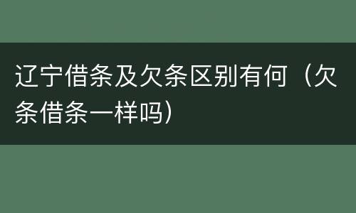 辽宁借条及欠条区别有何（欠条借条一样吗）