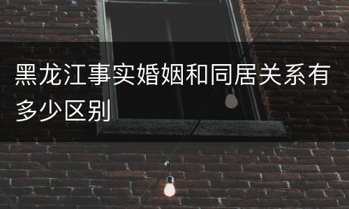 黑龙江事实婚姻和同居关系有多少区别