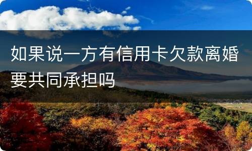 如果说一方有信用卡欠款离婚要共同承担吗