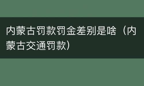 内蒙古罚款罚金差别是啥（内蒙古交通罚款）