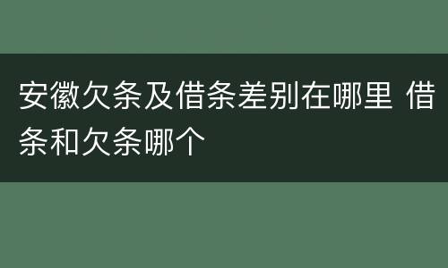 安徽欠条及借条差别在哪里 借条和欠条哪个