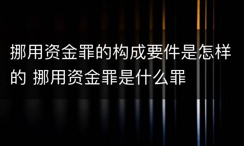 挪用资金罪的构成要件是怎样的 挪用资金罪是什么罪