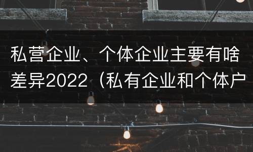 私营企业、个体企业主要有啥差异2022（私有企业和个体户一样吗）