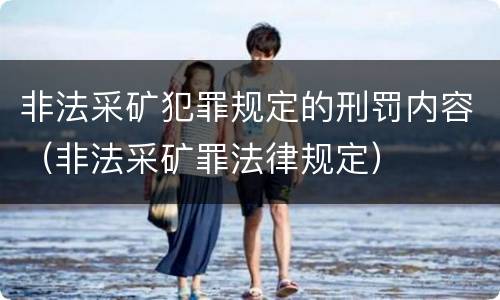 非法采矿犯罪规定的刑罚内容（非法采矿罪法律规定）