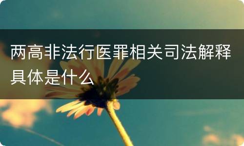 两高非法行医罪相关司法解释具体是什么