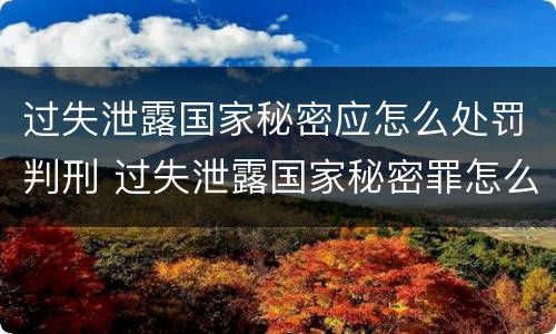 过失泄露国家秘密应怎么处罚判刑 过失泄露国家秘密罪怎么判