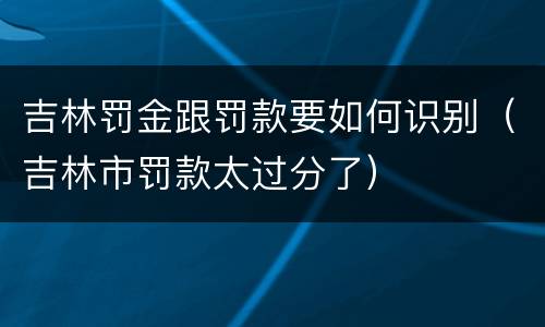 吉林罚金跟罚款要如何识别（吉林市罚款太过分了）