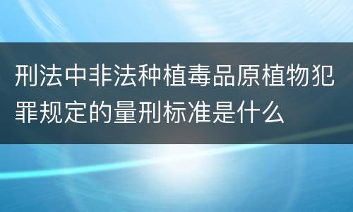 刑法中非法种植毒品原植物犯罪规定的量刑标准是什么
