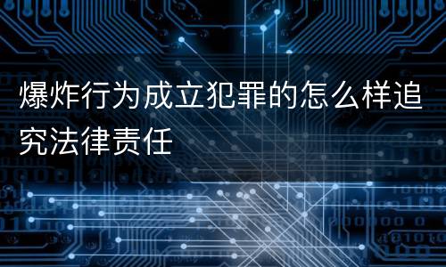 爆炸行为成立犯罪的怎么样追究法律责任