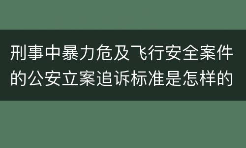 刑事中暴力危及飞行安全案件的公安立案追诉标准是怎样的