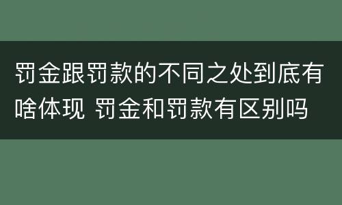 罚金跟罚款的不同之处到底有啥体现 罚金和罚款有区别吗