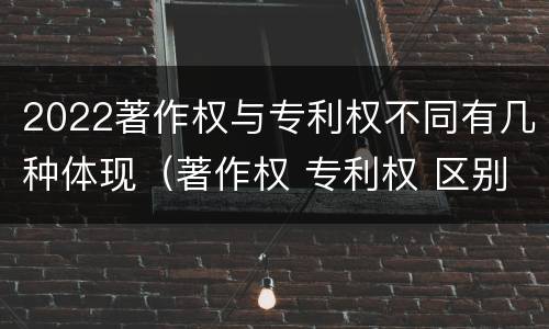 2022著作权与专利权不同有几种体现（著作权 专利权 区别）