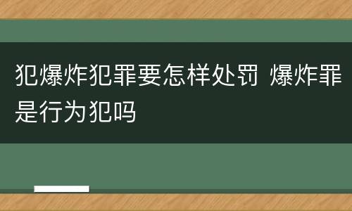 犯爆炸犯罪要怎样处罚 爆炸罪是行为犯吗