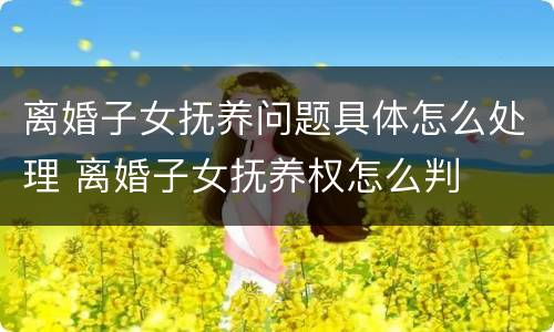 离婚子女抚养问题具体怎么处理 离婚子女抚养权怎么判