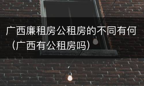 广西廉租房公租房的不同有何（广西有公租房吗）