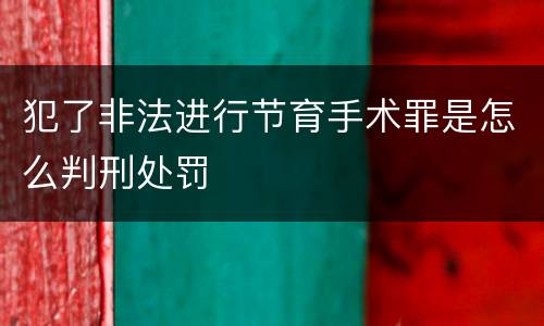 犯了非法进行节育手术罪是怎么判刑处罚