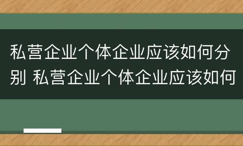 私营企业个体企业应该如何分别 私营企业个体企业应该如何分别经营