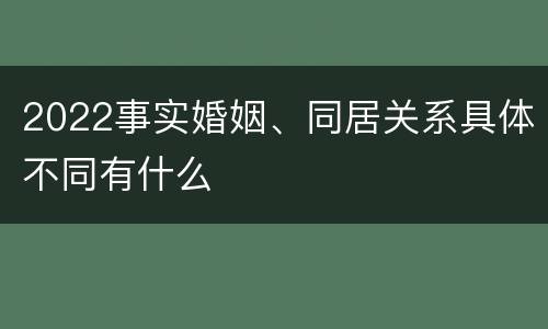 2022事实婚姻、同居关系具体不同有什么