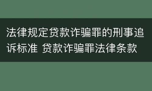 法律规定贷款诈骗罪的刑事追诉标准 贷款诈骗罪法律条款
