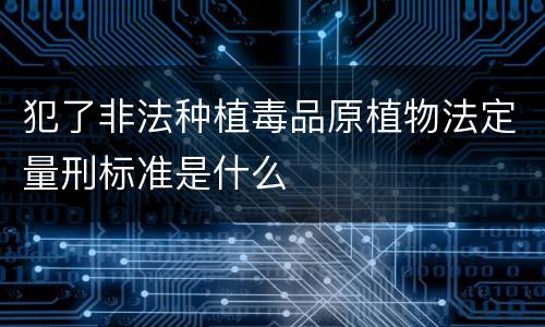 犯了非法种植毒品原植物法定量刑标准是什么