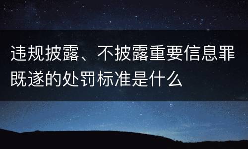 违规披露、不披露重要信息罪既遂的处罚标准是什么