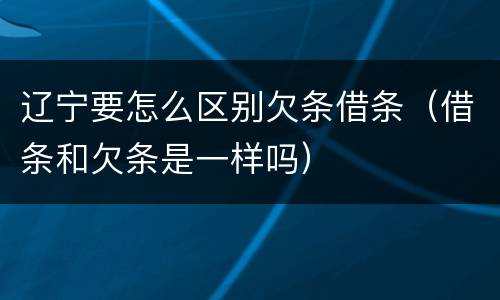 辽宁要怎么区别欠条借条（借条和欠条是一样吗）