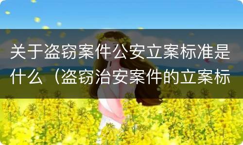 关于盗窃案件公安立案标准是什么（盗窃治安案件的立案标准）